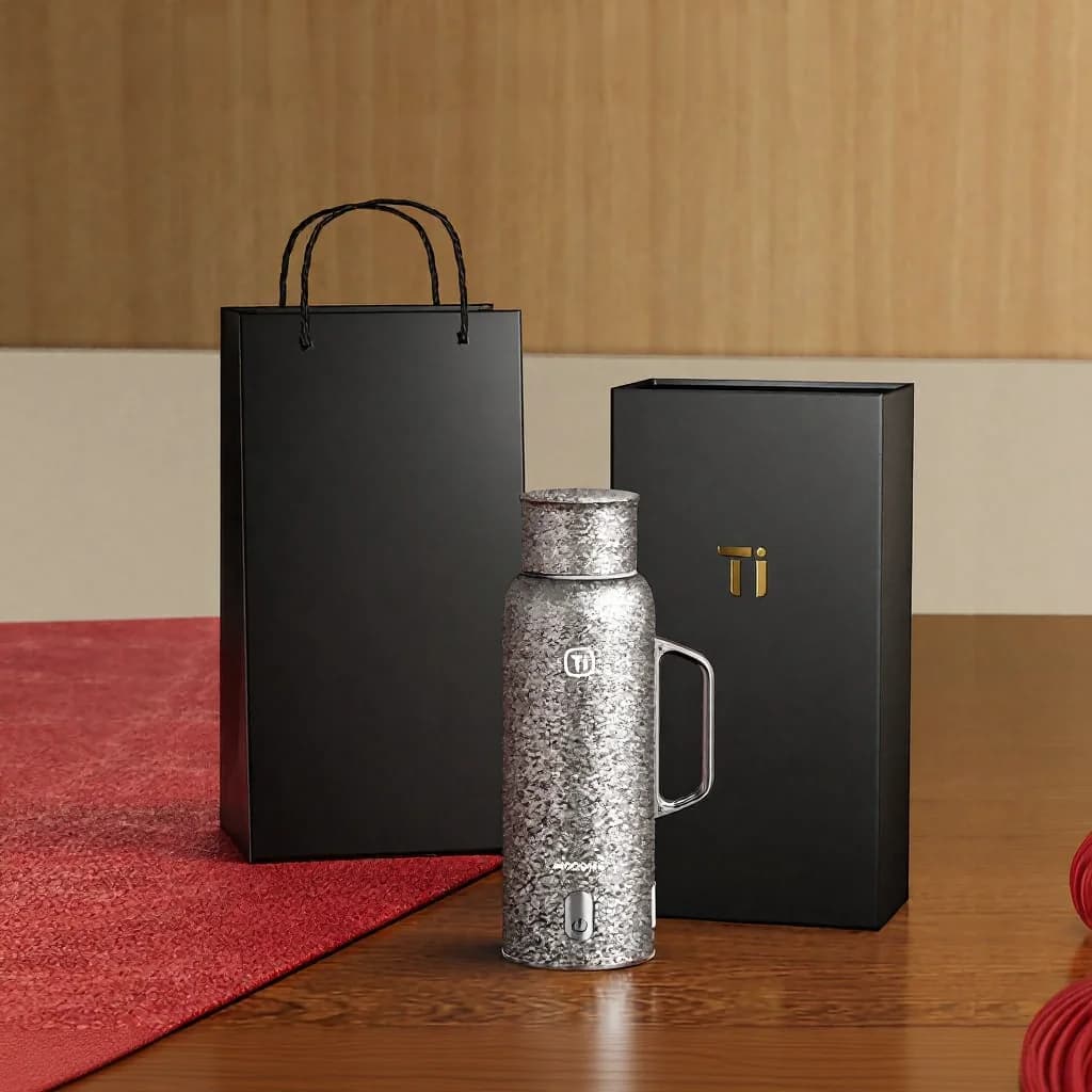 Titanium grelna izolirana skodelica z ročajem 680ml, darilna škatla