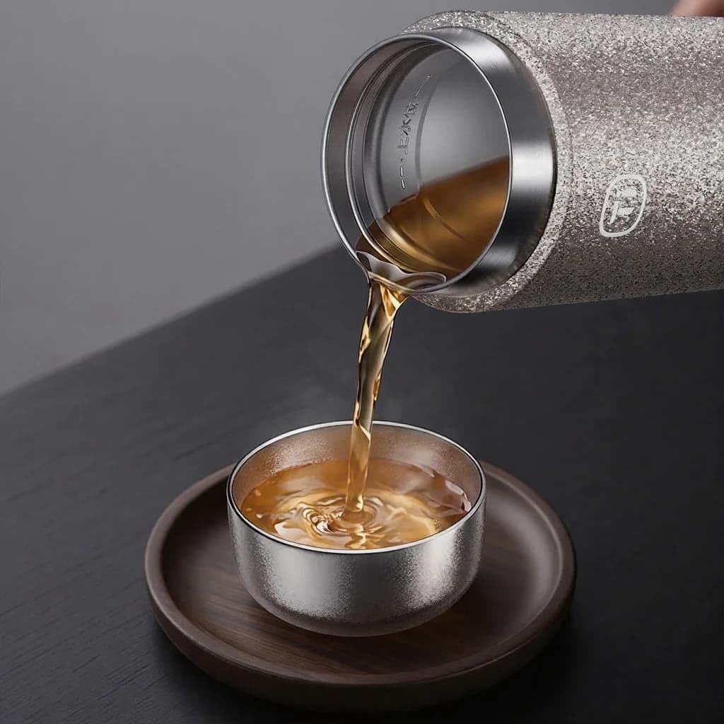 Komplet čajnih skodelic iz čistega titana Kung Fu, dvojna skodelica 55ml