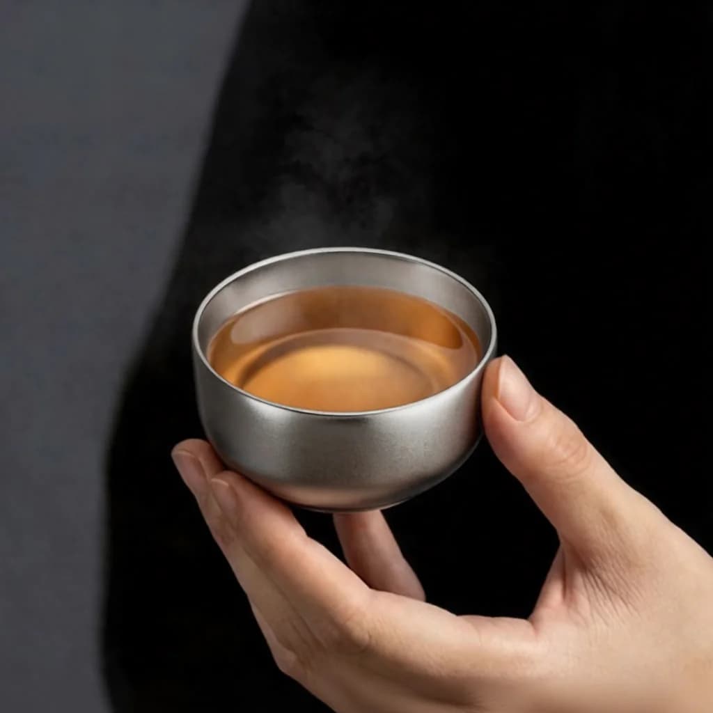 Komplet čajnih skodelic iz čistega titana Kung Fu, dvojna skodelica 55ml