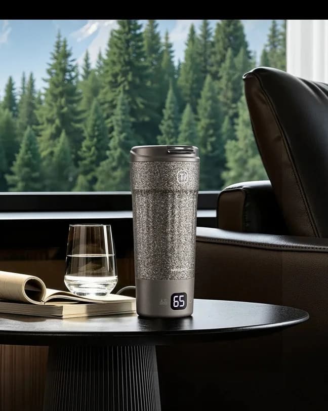 Titanium električna potovalna skodelica 400 ml z merilnikom temperature