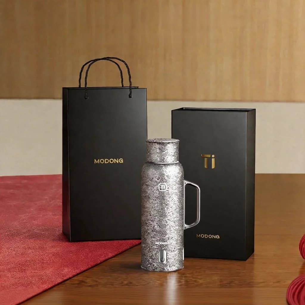 Titanium grelna izolirana skodelica z ročajem 680ml, darilna škatla