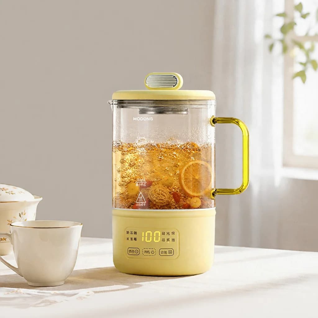 Stekleni električni lonec za zdravje 600 ml 500 W z ohranjanjem toplote in časovnikom