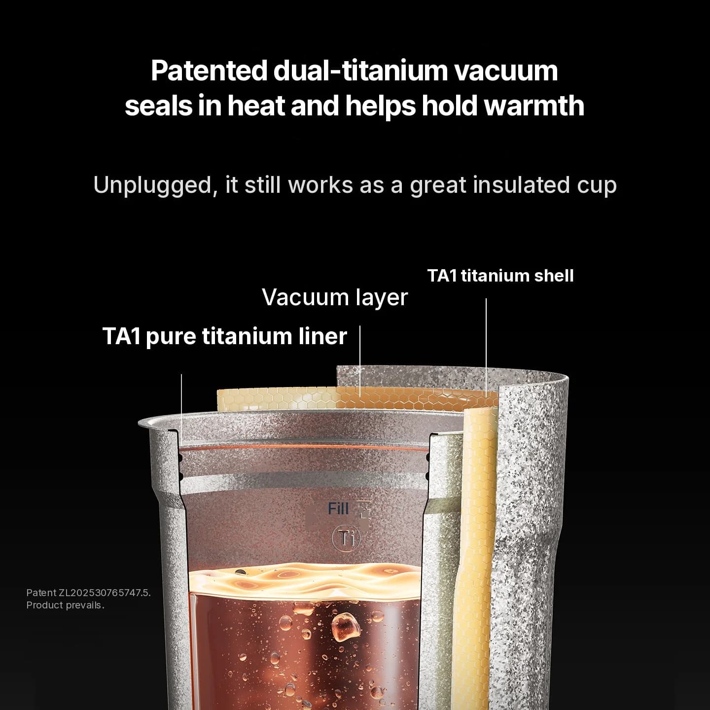 Prenosna titanova električna grelna skodelica 400ml prikaz temperature