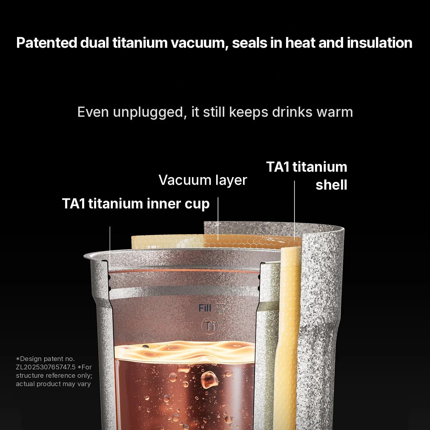 Titanium električna potovalna skodelica 400 ml z merilnikom temperature