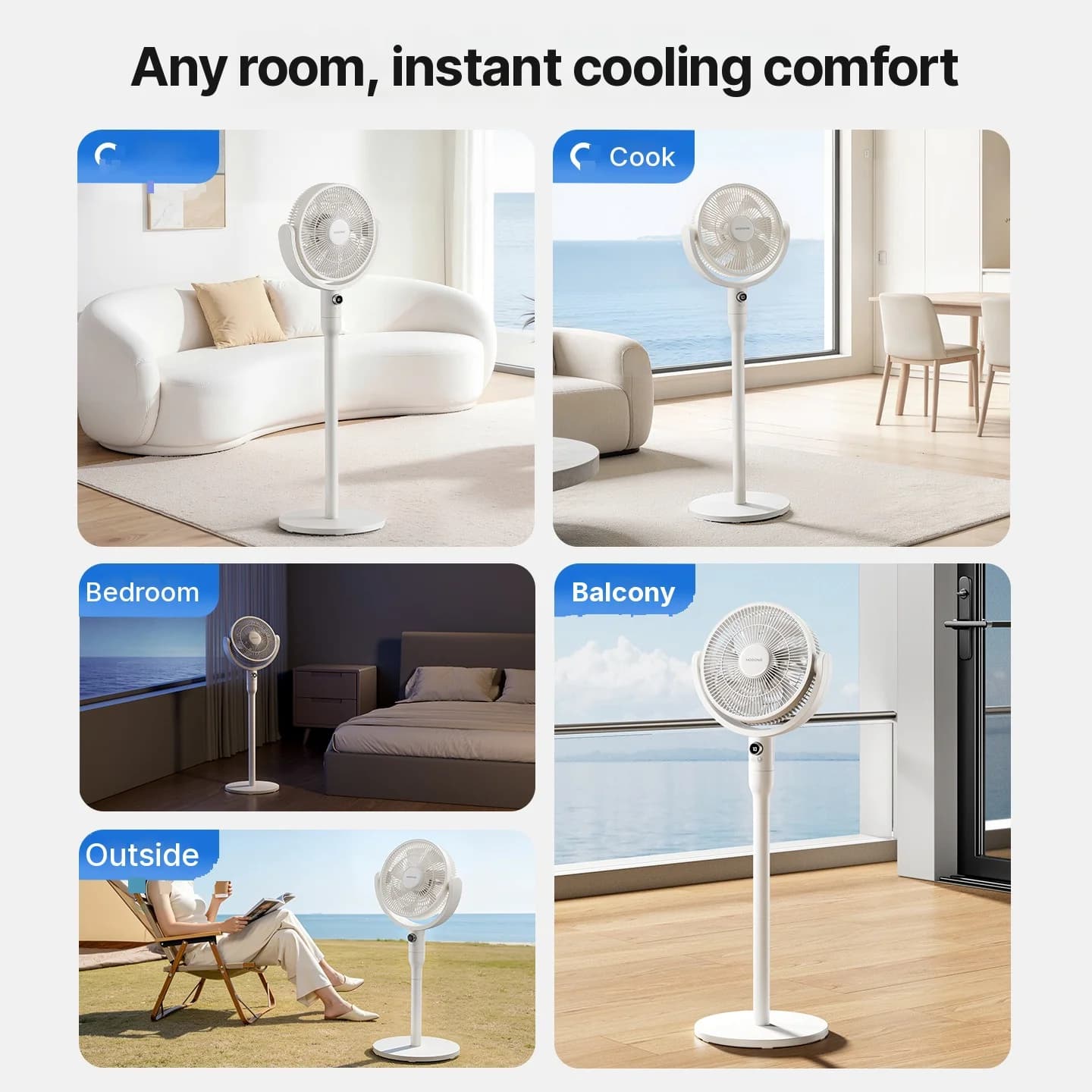 Namizni ventilator za kroženje zraka z glasovnim upravljanjem in oscilacijo